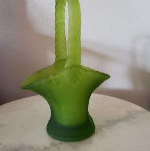 Vintage small green satin basket